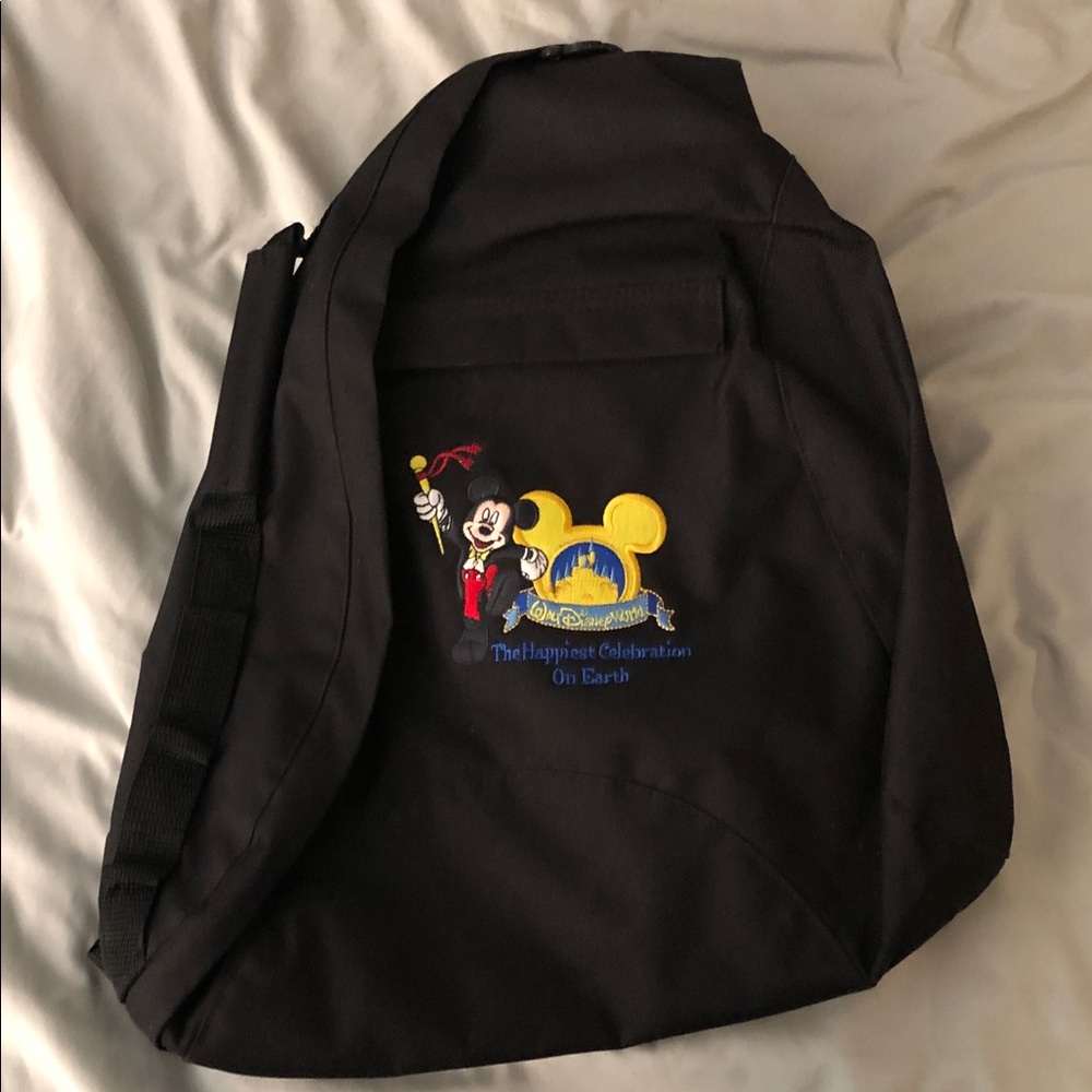 Vintage Mickey Mouse Disney World Sling Backpack Happiest Celebration on Earth